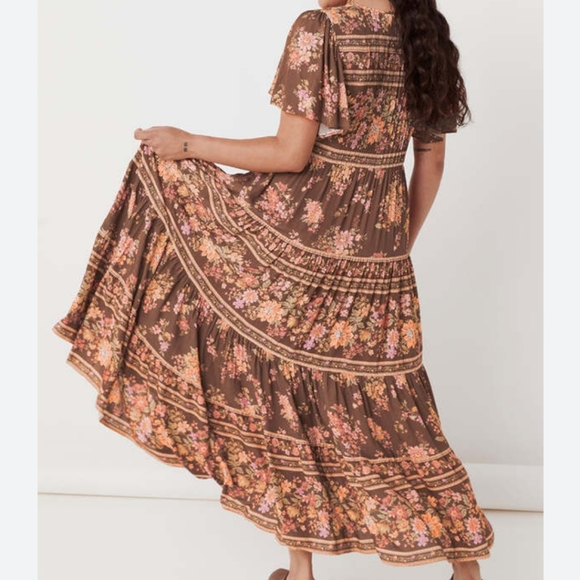 Spell Meadow Land flutter dress in Hazel nut worn once for one hour - Picture 2 of 8